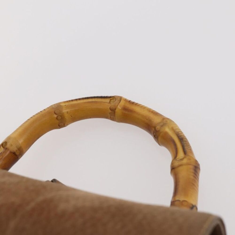 Gucci Vintage Bamboo Backpack Suede And Leather Brown Suede Backpack Bag - Picture 14 of 16